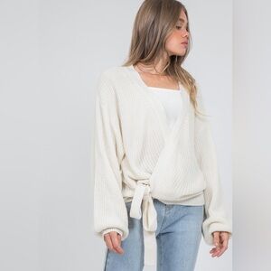SoCo Queens Cream Knit Sweater Wrap